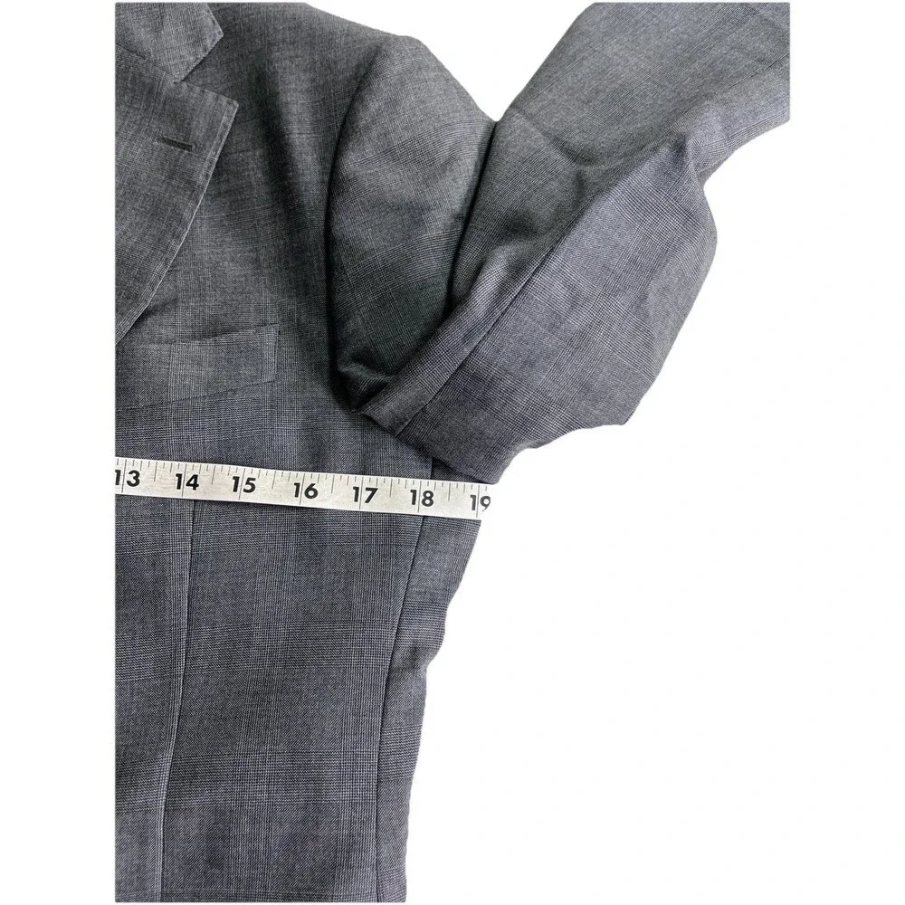 J Hilburn Vitale Barberis Men 36R Blazer European Fit Gray Wool Glen Plaid
